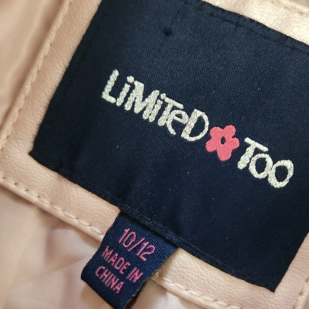 Limited Too metallic pink moto‎ zip with faux fur collar Kids 10/12 Jacket